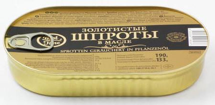 Smoked sprats in golden oil, 190g.