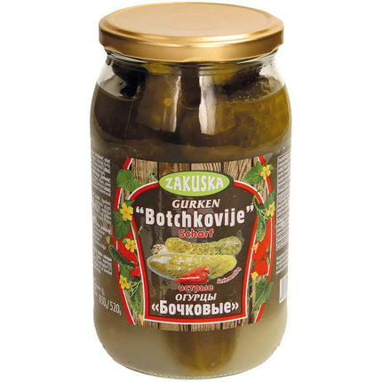 Cucumbers fermented "Botchkovije", spicy, 830 g
