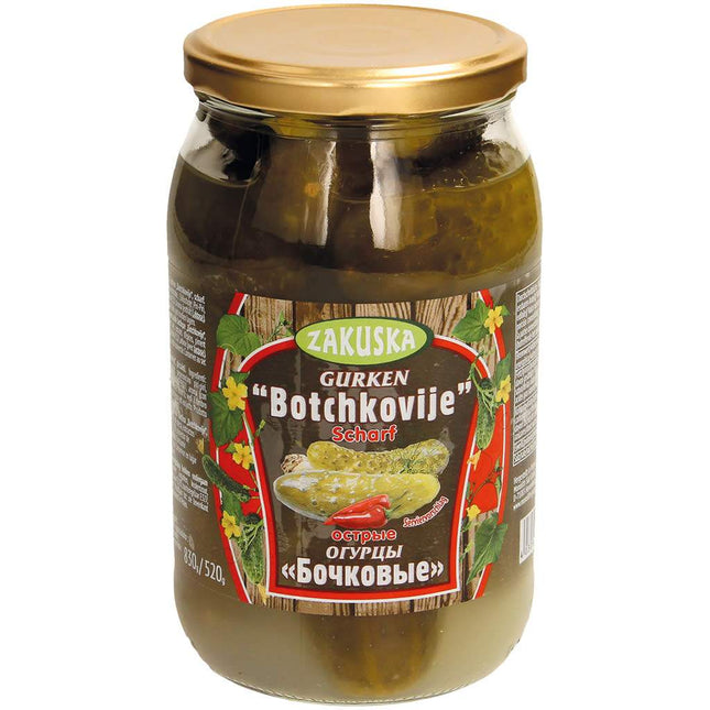 Cucumbers fermented "Botchkovije", spicy, 830 g