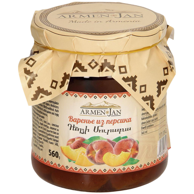 Peach jam, 560g.