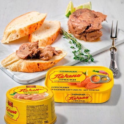 Foie de poisson dans son jus naturel et eau Foie de morue naturel, 190g
