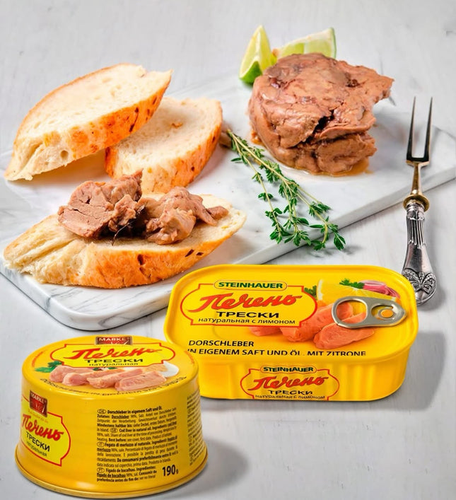 Foie de poisson dans son jus naturel et eau Foie de morue naturel, 190g