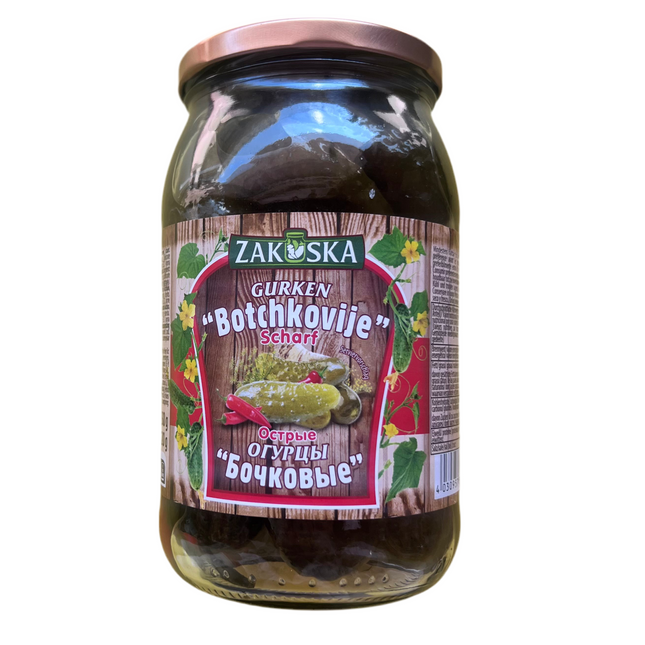 Cucumbers fermented "Botchkovije", spicy, 830 g