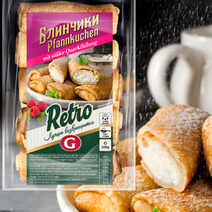 Crepes filled with cottage cheese, 500 g