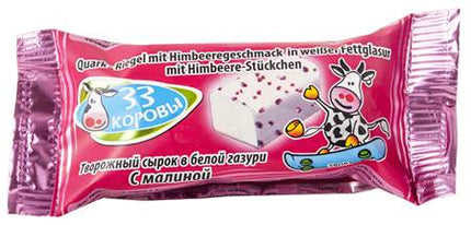Cream cheese with raspberries in white glaze, 40g