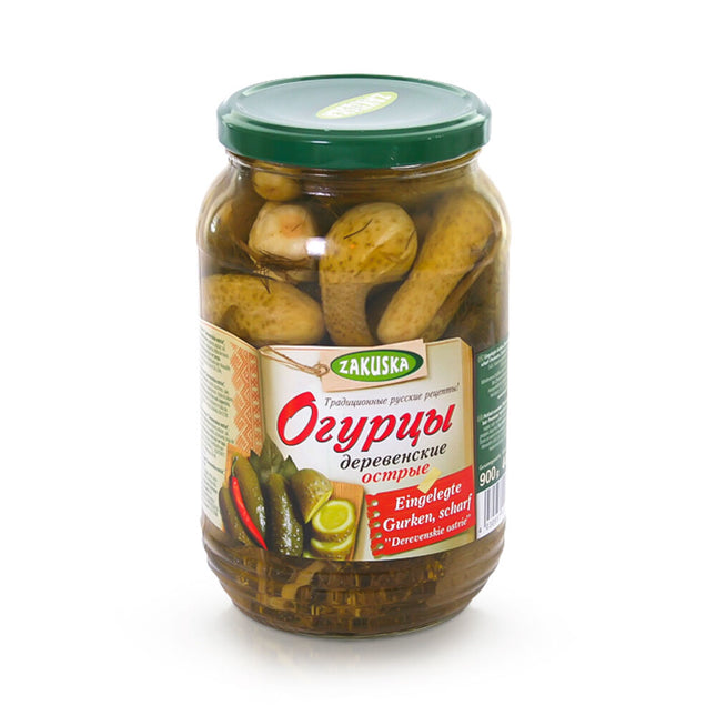 Spicy country-style pickled cucumbers, 880 g