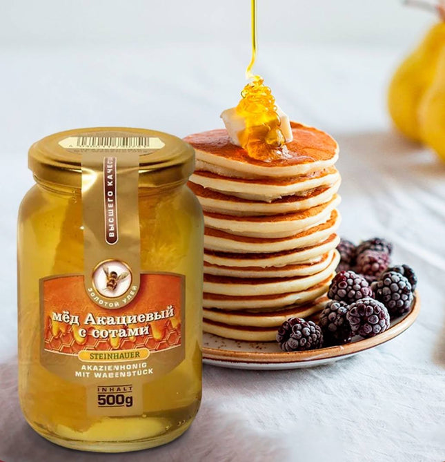 Miel d'acacia avec rayons de miel, 500g