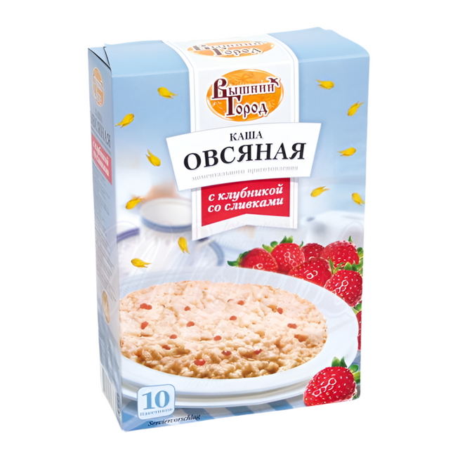 Oatmeal porridge with strawberries and cream, 410 g