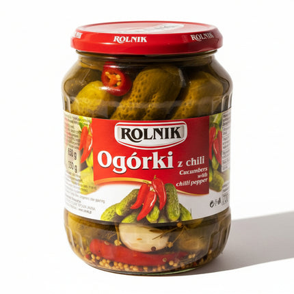 Rolnik Pickled Cucumbers with Chili, 720 ml