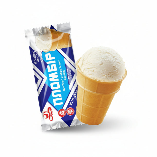 Premium Plombir Ice Cream in Waffle Cup, 70g