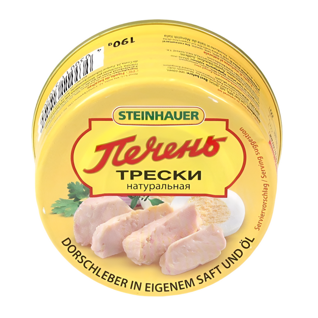 Fish liver in natural juice and water Cod liver natural, 190g.