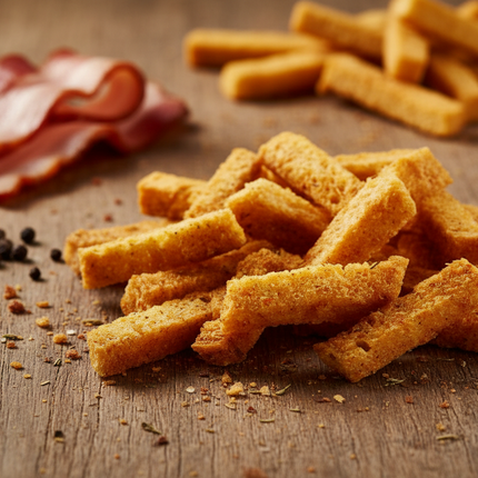 Смажені пшеничні сухарики зі смаком бекону, 80г