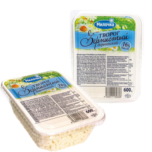 Grainy cottage cheese 16%, 600 g