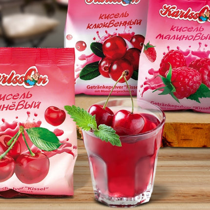 "Kissel" powdered drink with cherry flavor