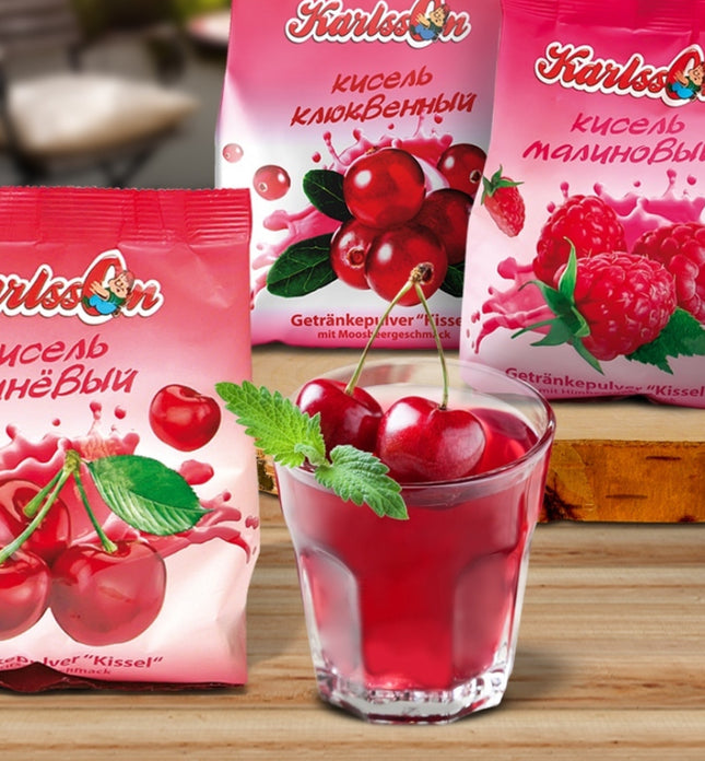 "Kissel" powdered drink with cherry flavor
