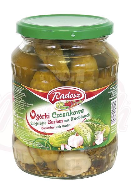 Radosz - Pickled cucumbers with garlic "Ogorki czosnkowe", 720 ml