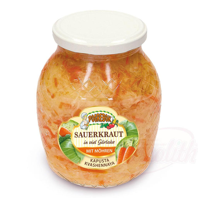 "POGREBOK" Pickled white cabbage with carrots in a lot of fermentation brine, 840g