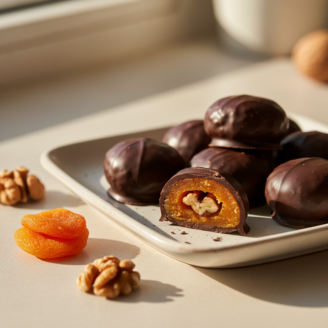 Chocolate Covered Apricots with Walnuts, 300g