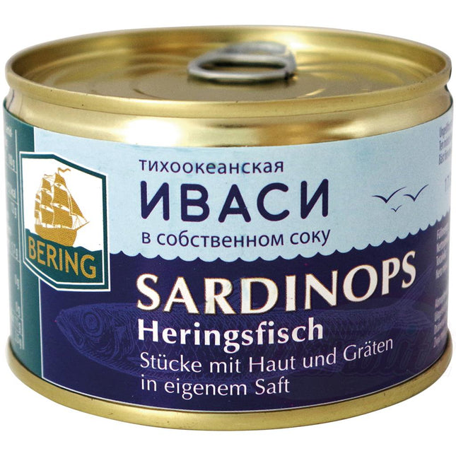 Sardinops (poisson hareng) - morceaux avec peau et arêtes dans leur propre jus, 245g